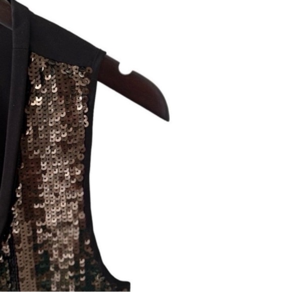 Elie Tahari Dark Brown Sequin Sleeveless Scoop Neck Silk Blend Top Size Small - Picture 6 of 7